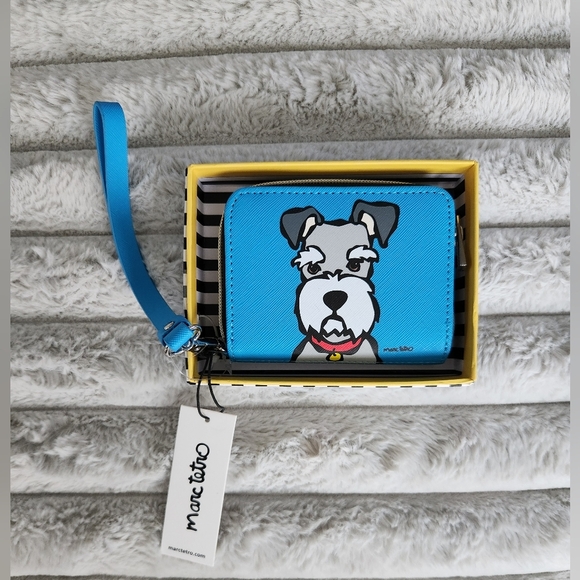 Marc Tetro Schnauzer Blue Wallet Wristlet NWT - Picture 1 of 7